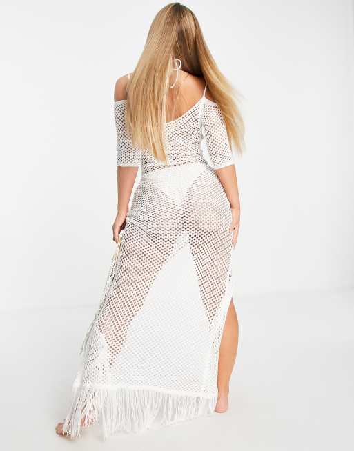 white cold shoulder beach dress Odella Off Shoulder Dress: Smocked Maxi in Off White Extra Large | Women's Online Boutique | Boho Chic Style