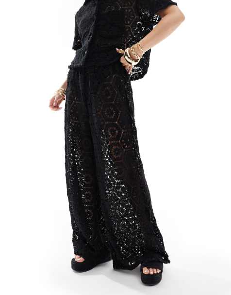 South Beach crochet beach pants in black - part of a set - view 1