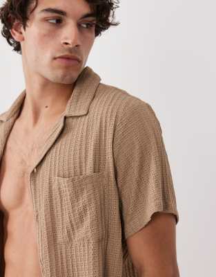 South Beach Crochet Beach Shirt In Neutral