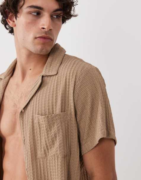 South Beach crochet beach shirt in oat - view 1