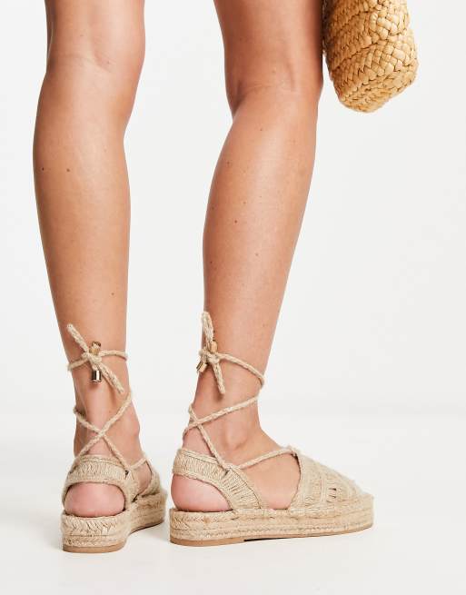 South Beach crochet espadrille sandals in natural ASOS