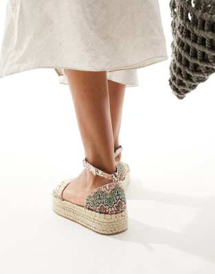 South Beach Crochet Flatform Espadrille In Blue