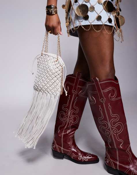 South Beach crochet fringed crossbody phone bag in cream - view 1