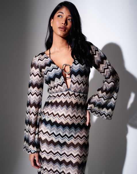 South Beach Crochet maxi kaftan in multi - view 1