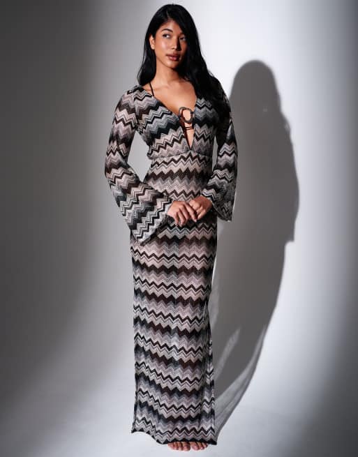 South Beach Crochet maxi kaftan in multi, 4 of 4