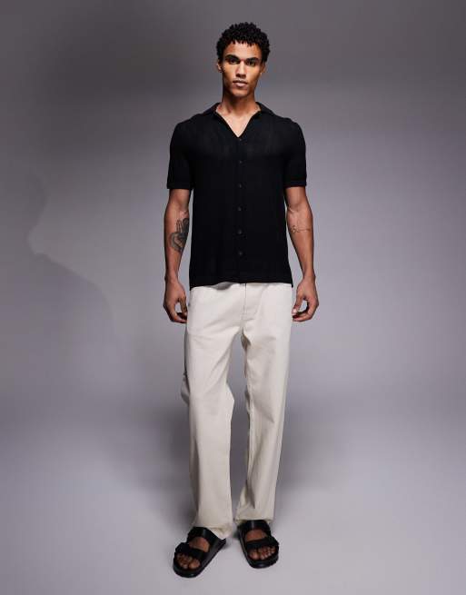 South Beach crochet revere shirt in black, 2 of 5
