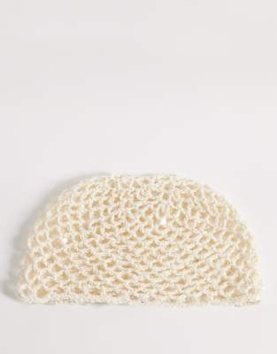 South Beach Crochet Sequin Festival Cap In White