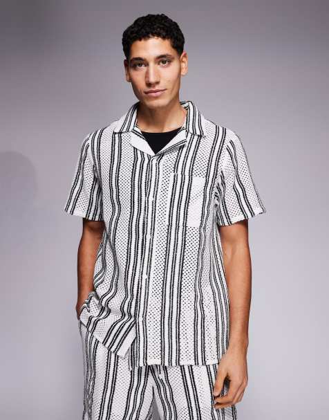 South Beach crochet shirt in black stripe - view 1