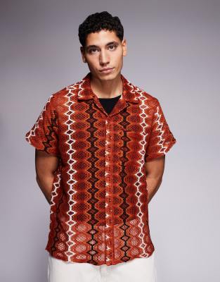 South Beach Crochet Shirt In Red