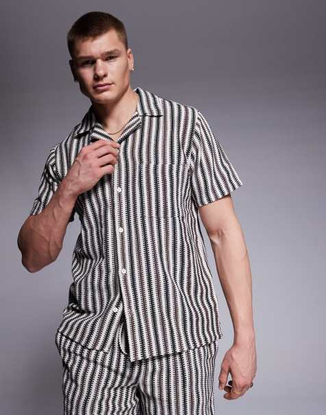 South Beach crochet short sleeve beach shirt co-ord in multi