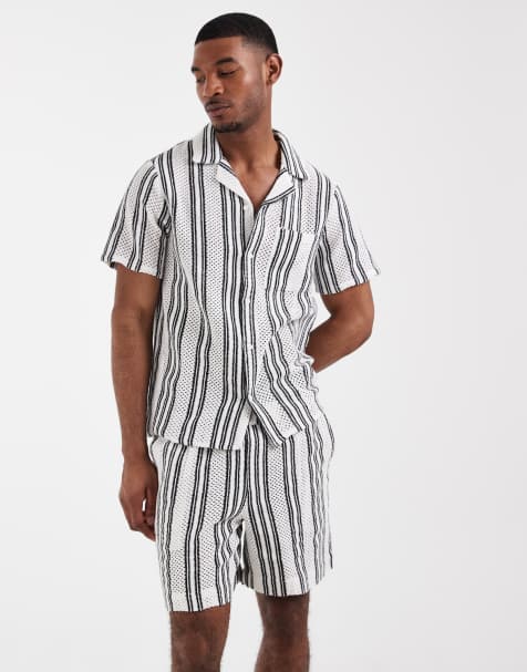 South Beach crochet shorts in black stripes - view 1