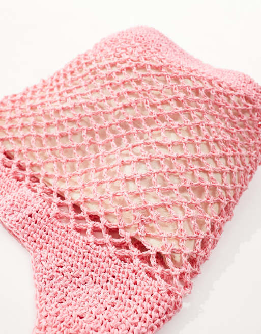 South Beach crochet tote bag in pink, 3 of 4