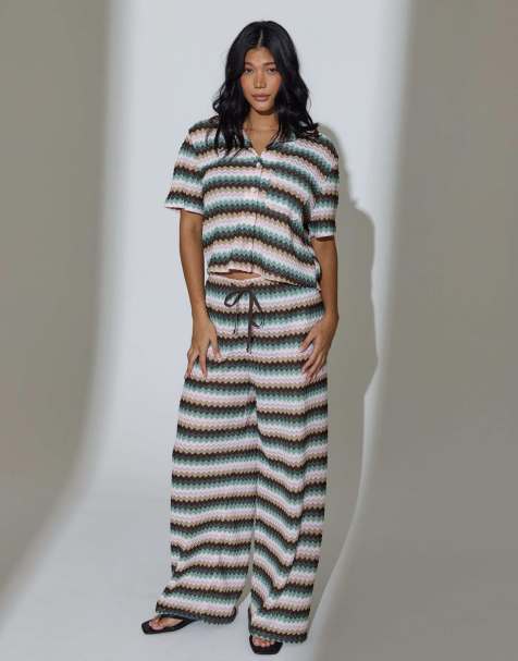 South Beach Crochet wide leg trousers in multi - view 1