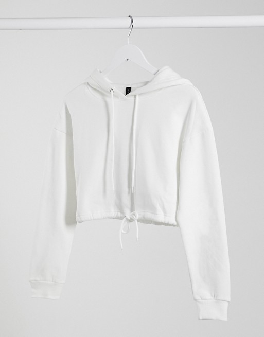South Beach cropped hoodie in white