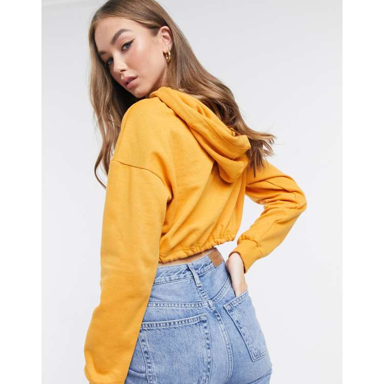 Yellow checkered 2024 cropped hoodie