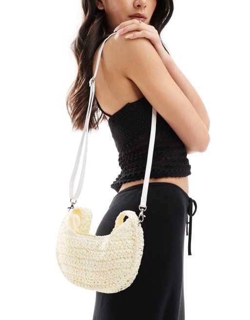 South beach cross body crochet bag in cream 