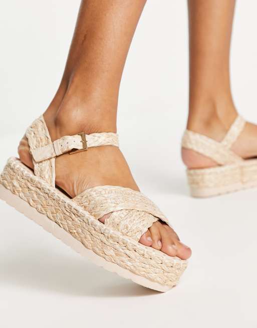 Raffia flatform sandals new arrivals