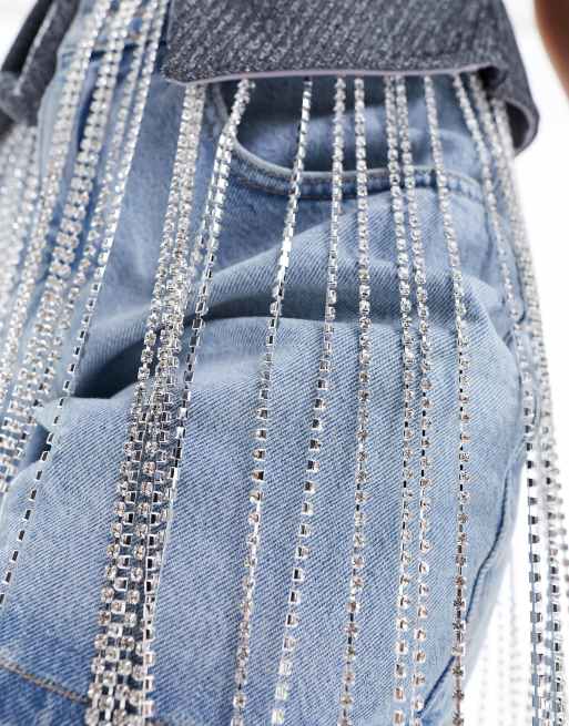 Metallic silver Festival Ready Rhinestone Fringe  Belt Rhinestone Chain Fringe Belt – Van De Vort main image 3