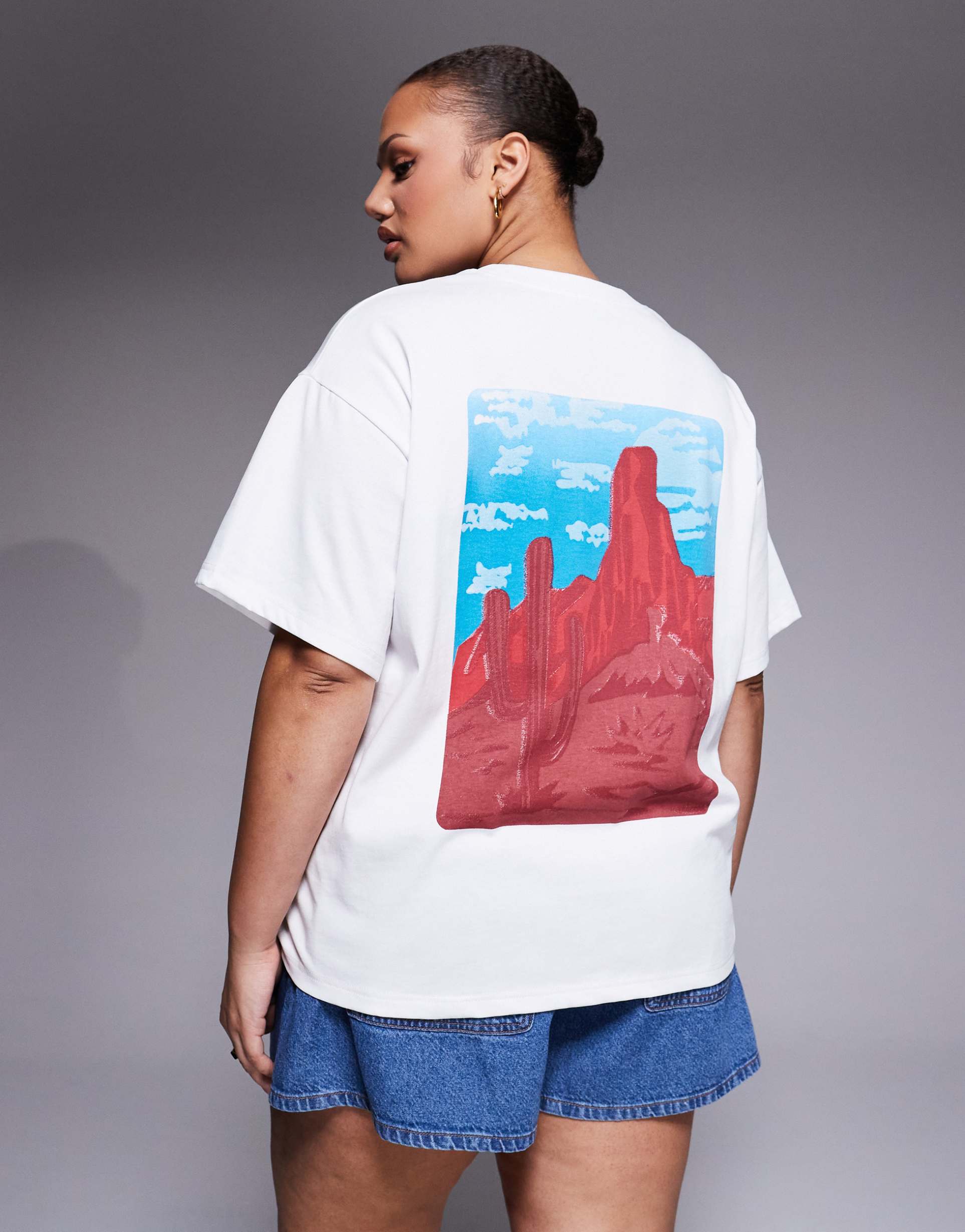 south beach curve arizona print oversized t-shirt in white