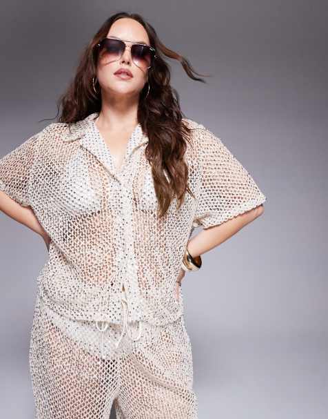 South Beach Curve - Camicia da spiaggia crema all'uncinetto in coordinato - view 1