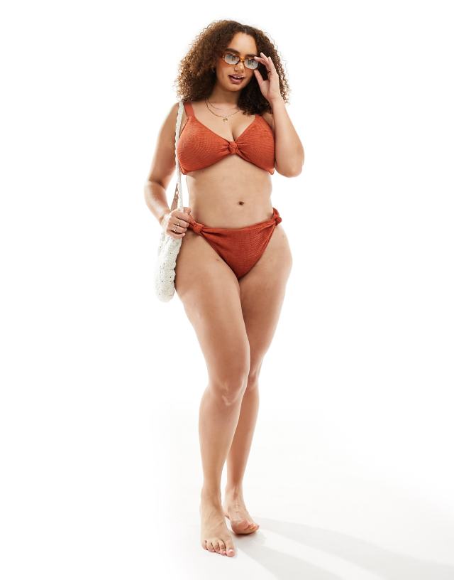 South Beach Curve - crinkle high waist bikini bottom in rust