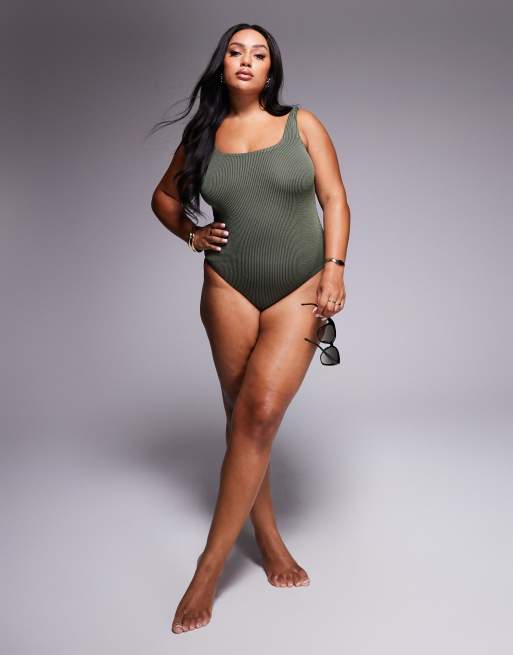 South Beach Curve crinkle swimsuit in green