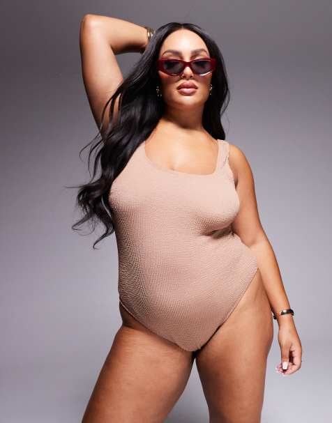 South Beach Curve crinkle swimsuit in tigers eye - view 1