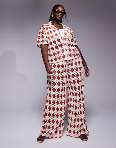 South Beach Curve crochet beach co-ord in cream and rust - view 1