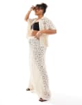 [South Beach Curve] South Beach Curve crochet beach pants in cream (part of a set)-White 28 Cream