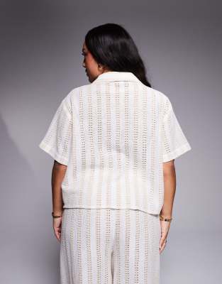 South Beach Curve Crochet Shirt In Neutral
