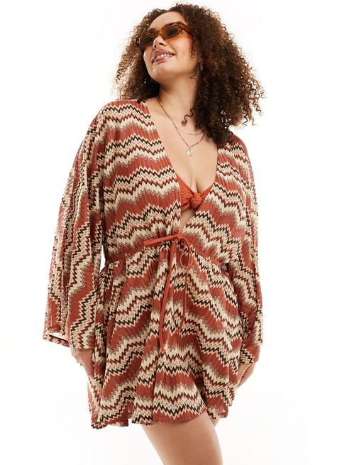 Embroidered Mesh Beach Cover Up Poncho With Draw String