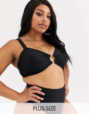 plus size black bandeau bikini top