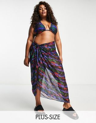 South Beach Curve Exclusive beach sarong in multi abstract print