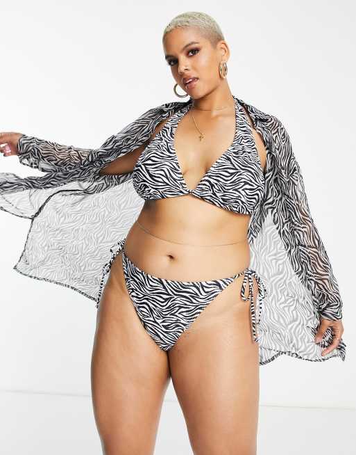 South Beach Curve Exclusive beach shirt in zebra print | ASOS