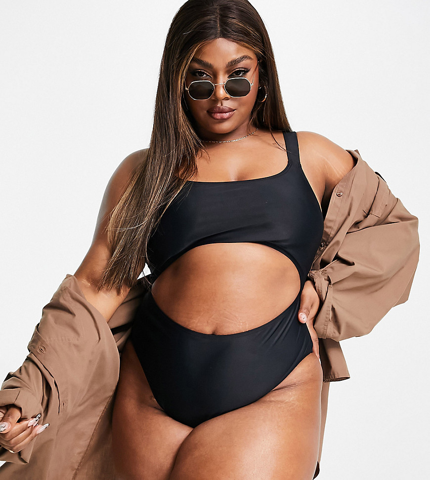 South Beach Curve Exclusive cut out swimsuit in black