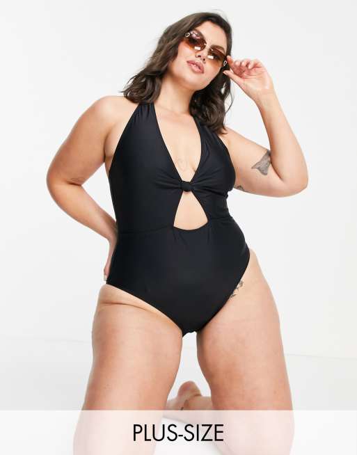 South Beach Curve Exclusive cut out swimsuit in black