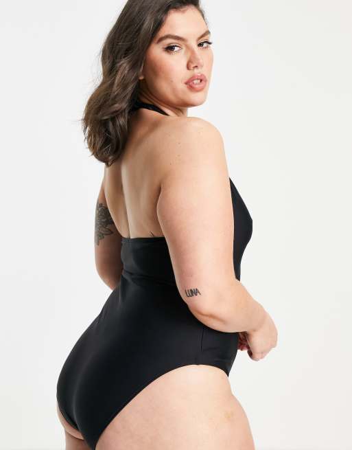 South Beach Curve Exclusive cut-out swimsuit in black, 2 of 4