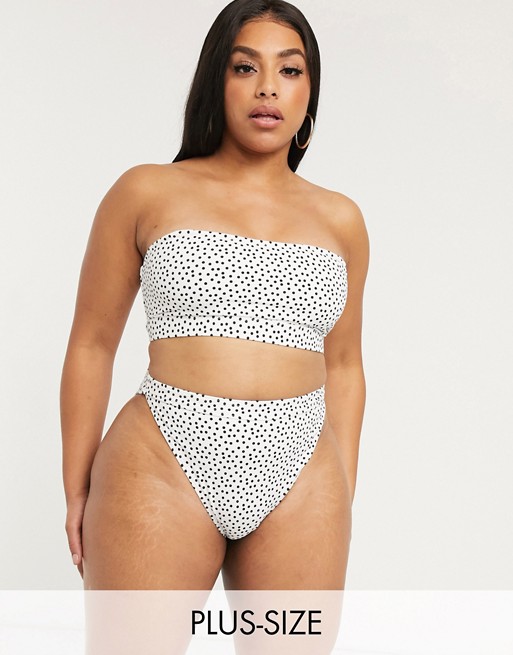 South Beach Curve Exclusive exclusive mix and match crop bikini top in white polka dot