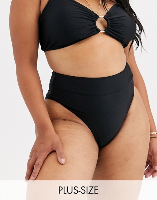 South Beach Curve Exclusive high waist bikini bottom in black