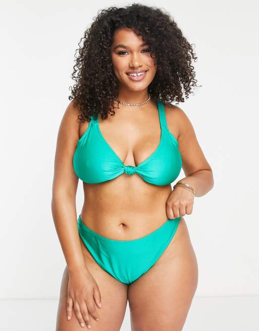 Emerald green high waist bikini bottoms