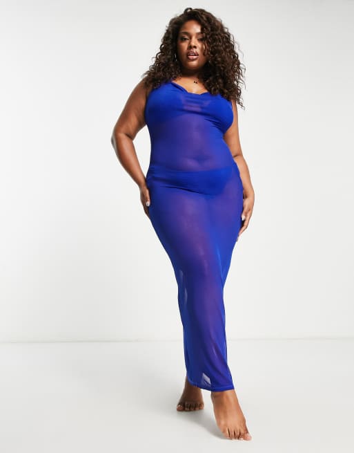 Plus size cheap sheer maxi dress