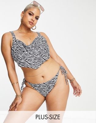 South Beach Curve Exclusive mix & match handkerchief bikinii top in zebra print