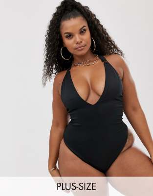 plus size high leg swimsuit