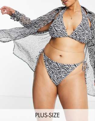 South Beach Curve - Exclusive - Seitlich gebundene Bikinihose mit Zebramuster-Bunt