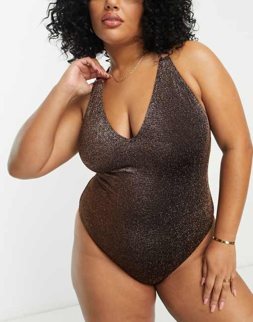 Metallic swimsuit hot sale plus size