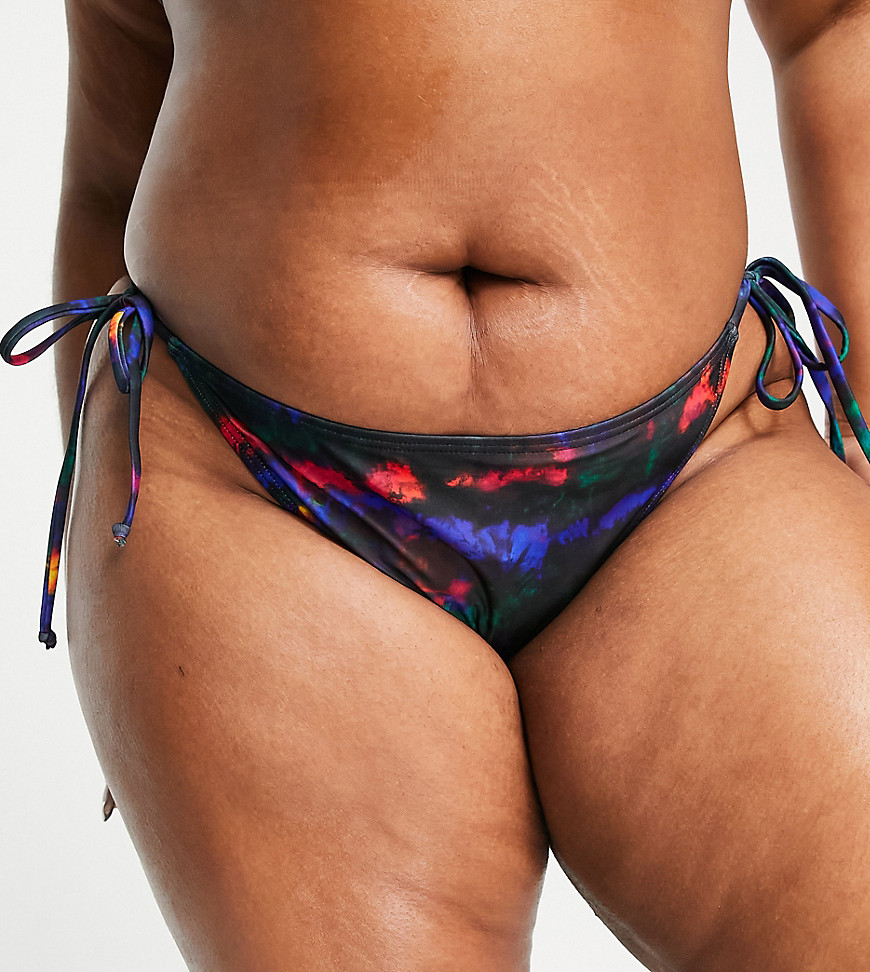 South Beach Curve Exclusive Tie Side Bikini Bottoms In Multi Print
