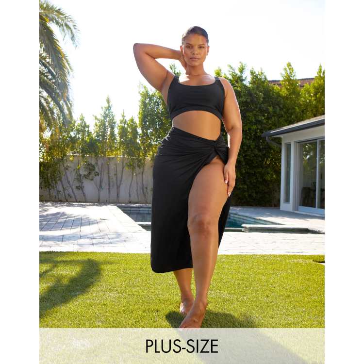 South Beach Curve ft Leslie Sidora Exclusive beach sarong in black
