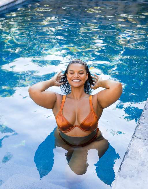 South Beach Curve ft Leslie Sidora Exclusive – Rdzawa góra od bikini z fiszbinami , 4 z 4