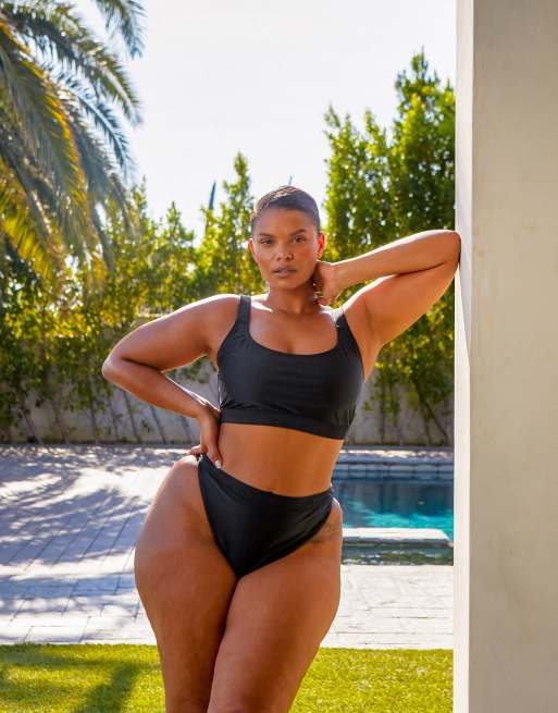 South Beach Curve ft. Leslie Sidora - Mix & Match - Exclusief cropped bikinitopje in zwart , 4 van 4