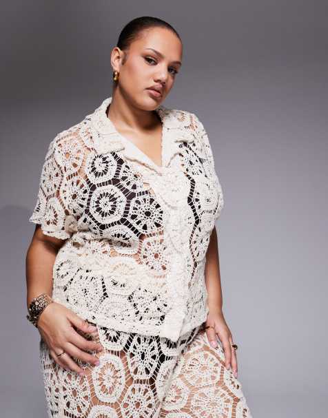 South Beach Curve - Gehaakte blouse in crème - view 1